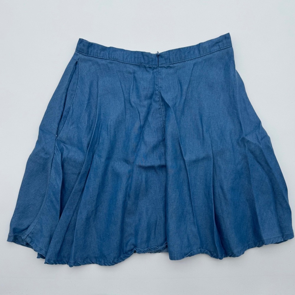 Lulus Womens XS Blue Chambray Mini‎ Skirt Lightweight Denim